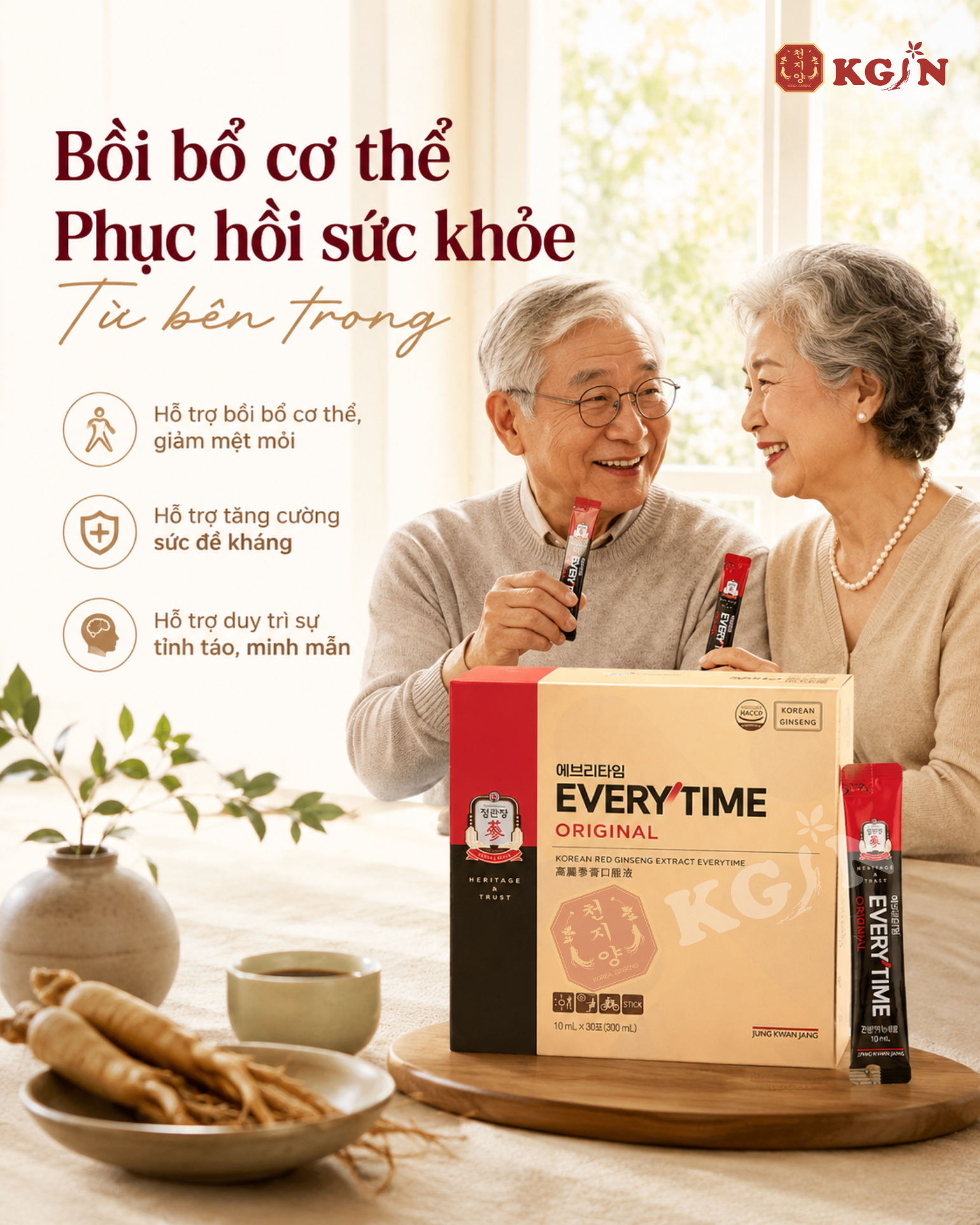 Bồi bổ cơ thể cùng tinh chất hồng sâm tại Kgin